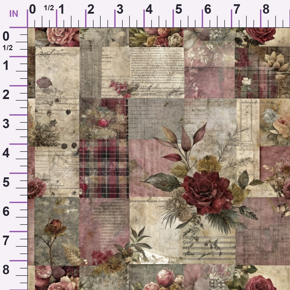 Heirloom Collage Pattern 10 Minky Fabric