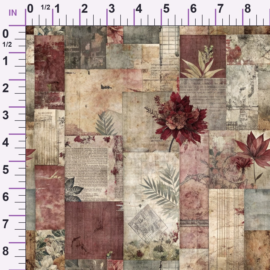 Heirloom Collage Pattern 11 Minky Fabric