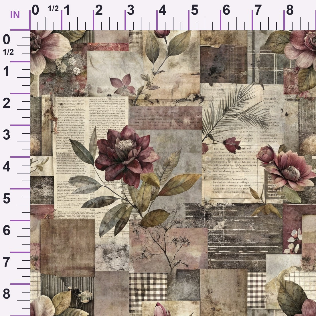 Heirloom Collage Pattern 12 Minky Fabric