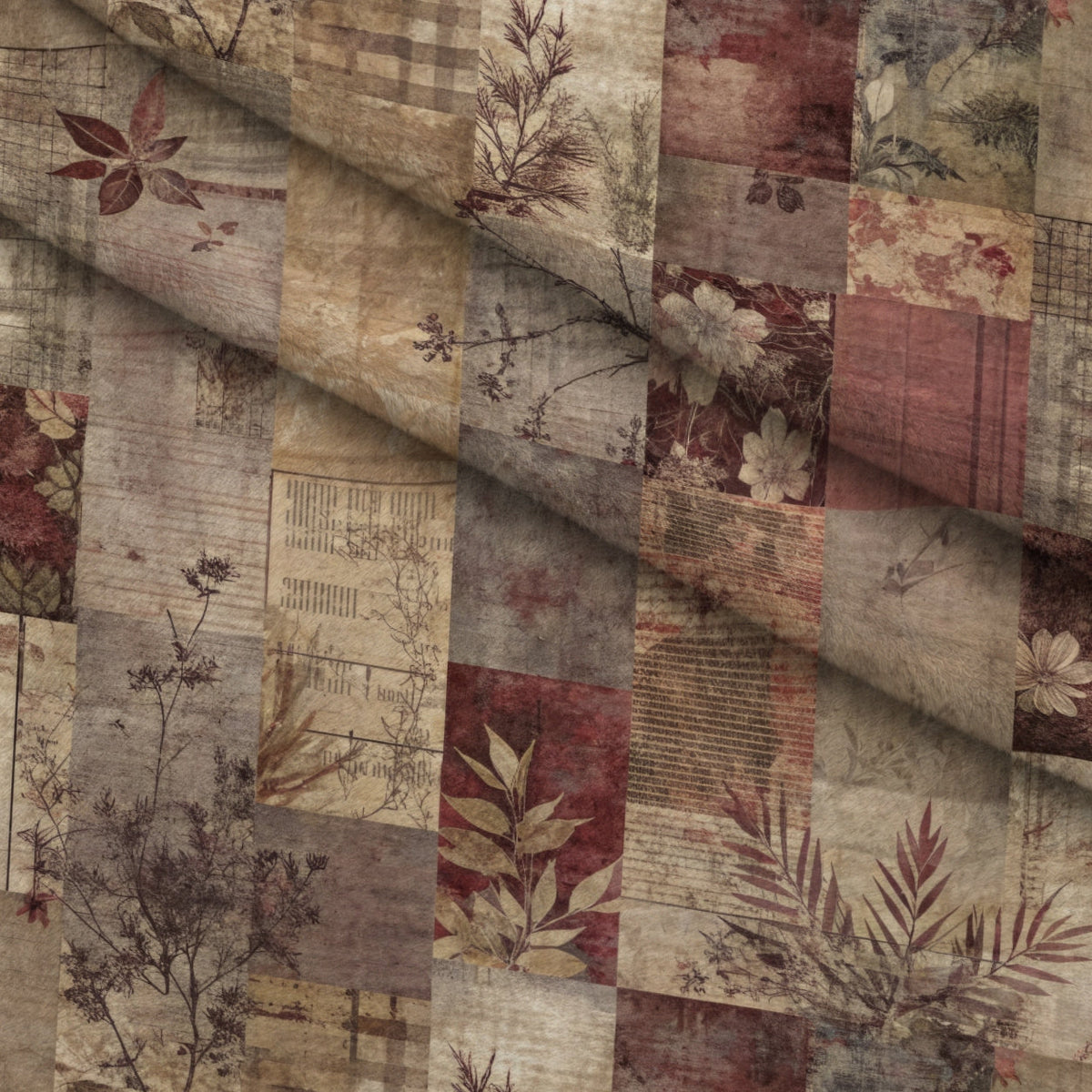 Heirloom Collage Pattern 2 Minky Fabric