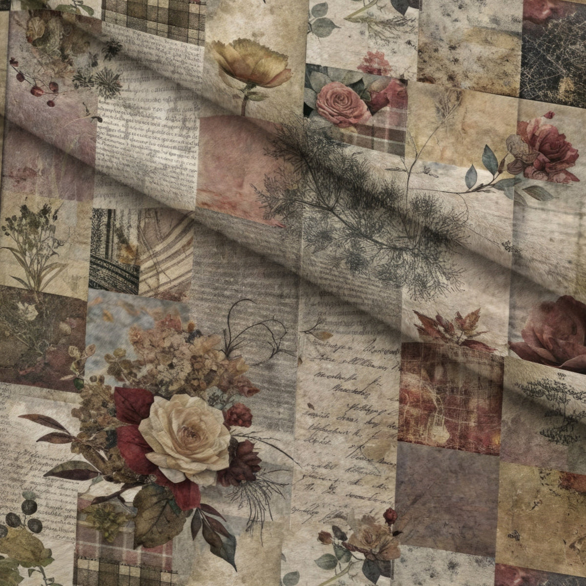 Heirloom Collage Pattern 5 Minky Fabric