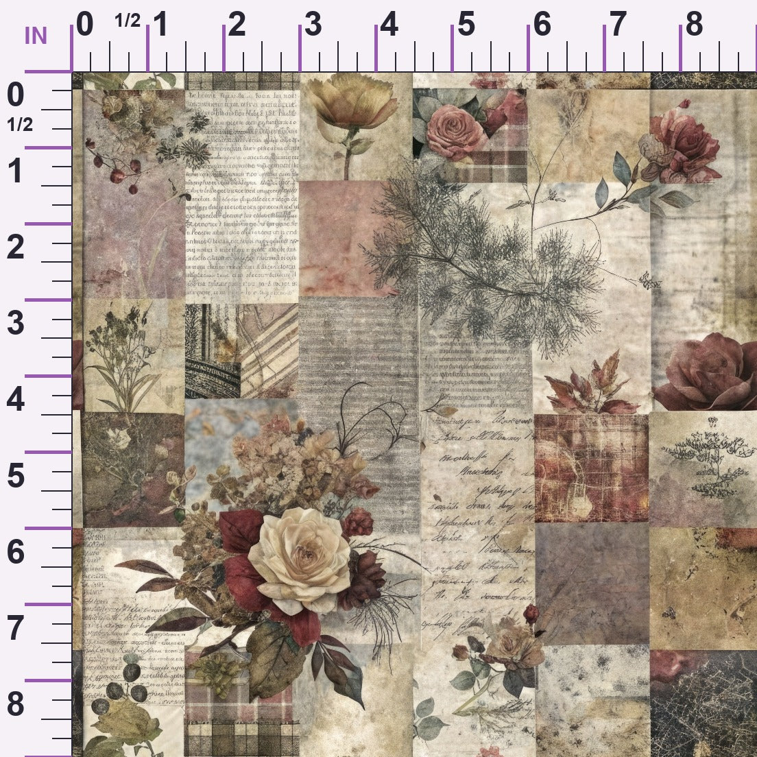 Heirloom Collage Pattern 5 Minky Fabric