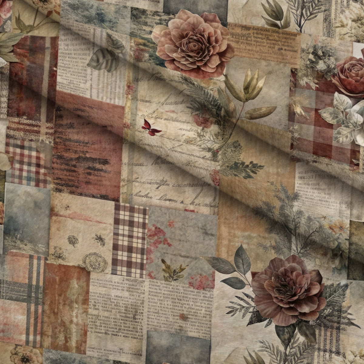Heirloom Collage Pattern 6 Minky Fabric