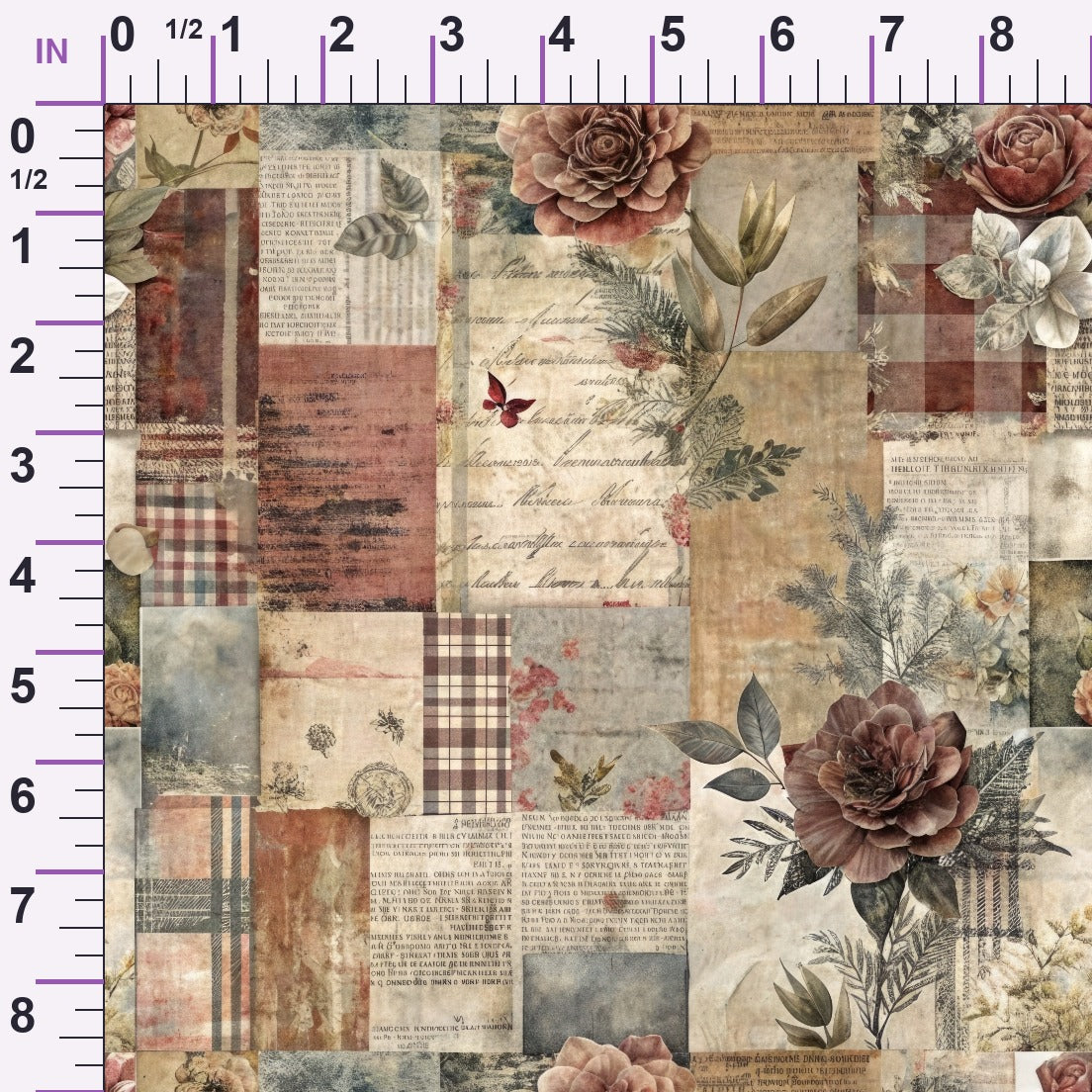 Heirloom Collage Pattern 6 Minky Fabric
