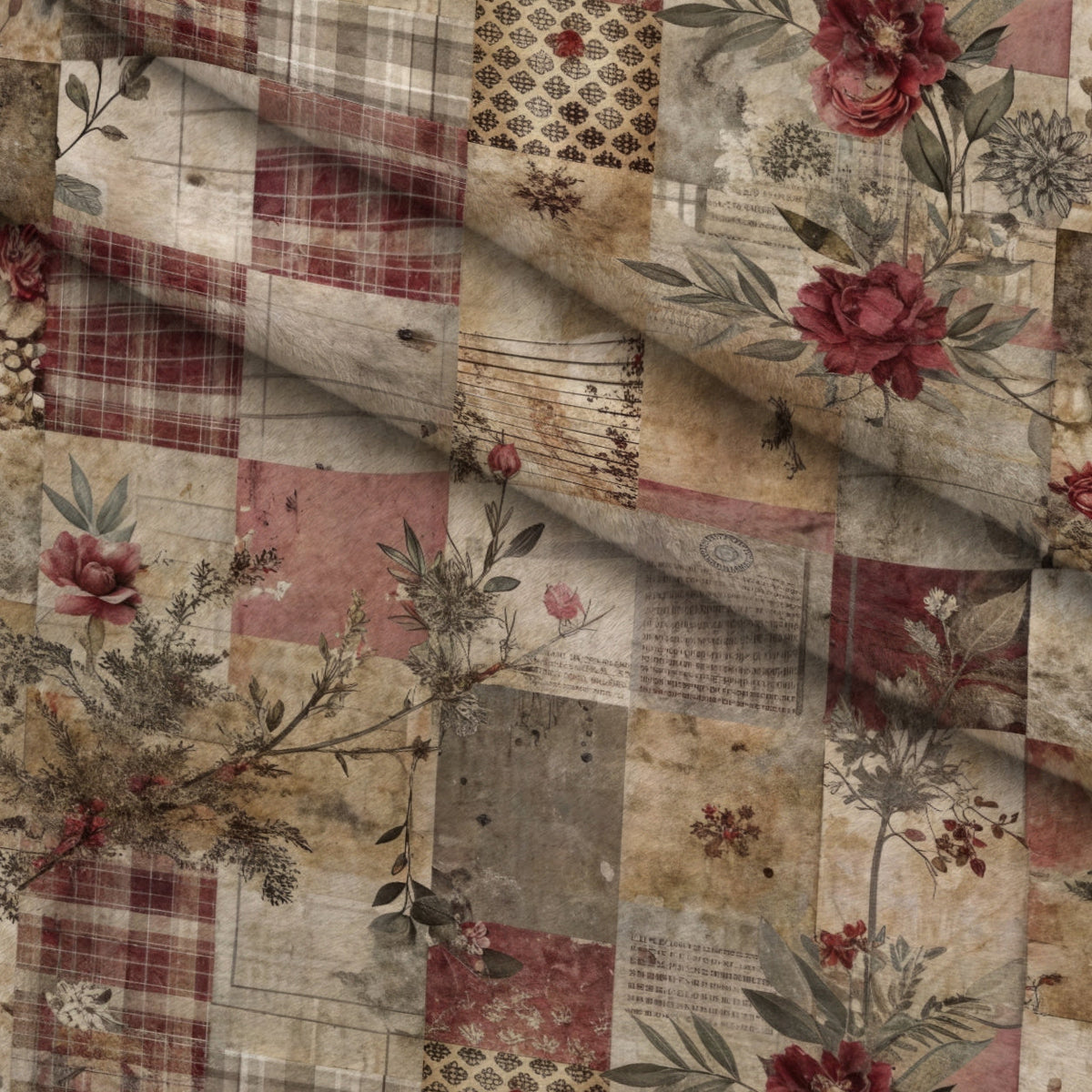Heirloom Collage Pattern 7 Minky Fabric