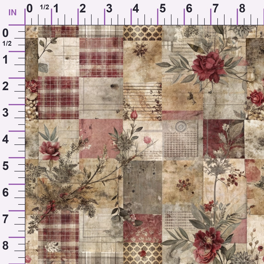 Heirloom Collage Pattern 7 Minky Fabric