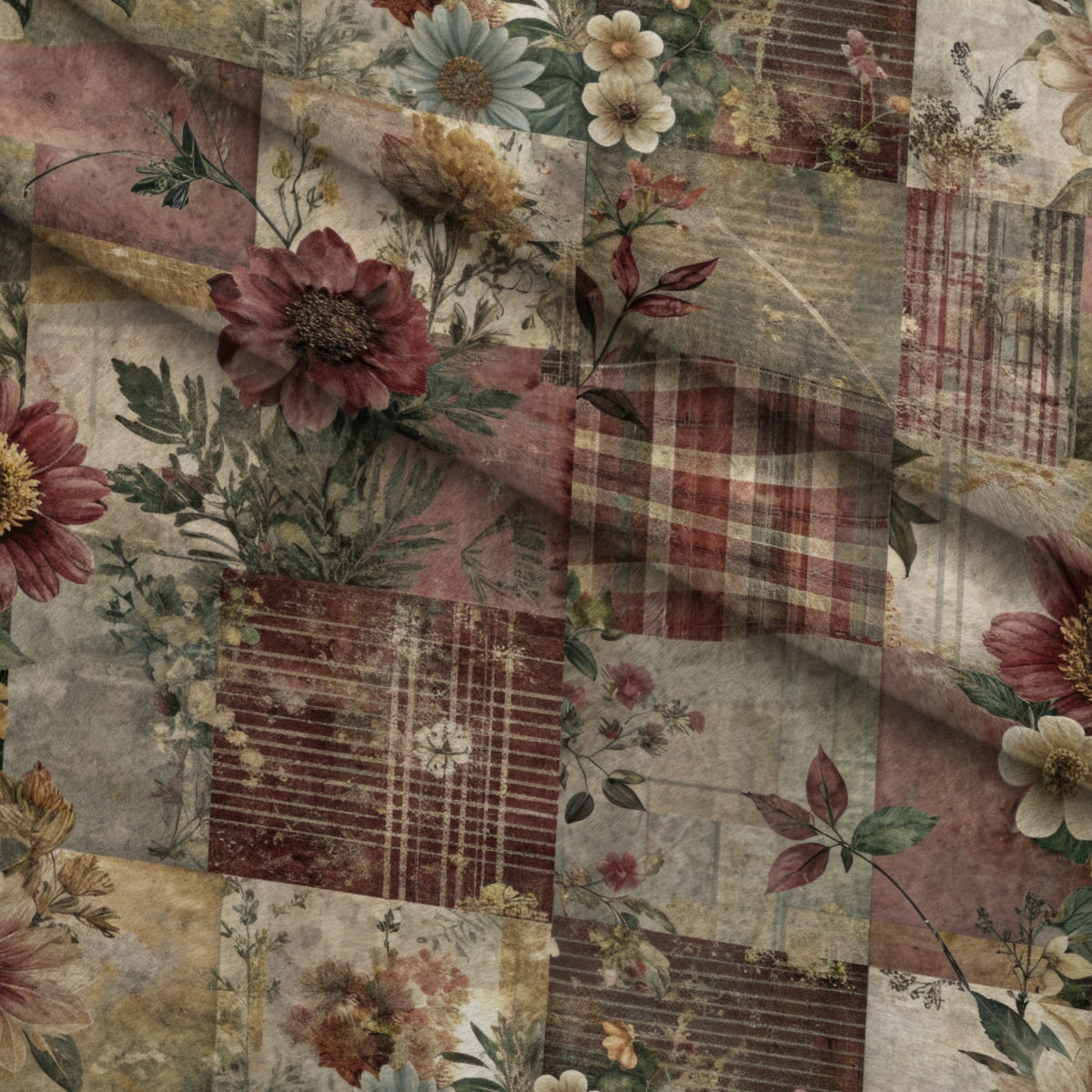 Heirloom Collage Pattern 8 Minky Fabric