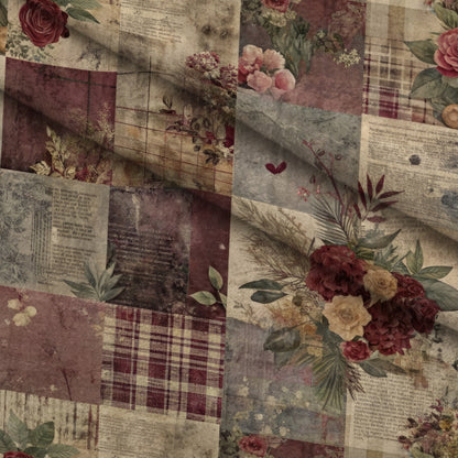 Heirloom Collage Pattern 9 Minky Fabric