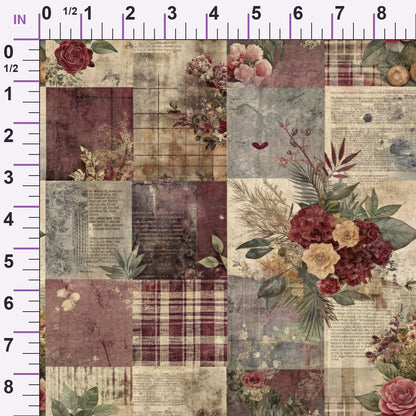 Heirloom Collage Pattern 9 Minky Fabric
