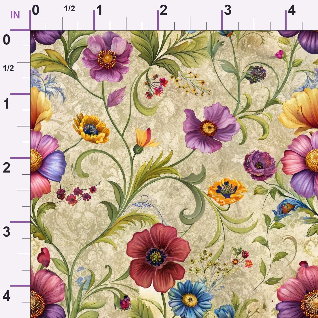 Heirloom Damask Blooms Pattern 1 Minky Fabric