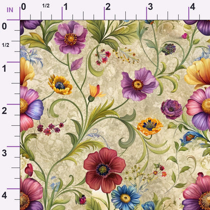 Heirloom Damask Blooms Pattern 1 Minky Fabric