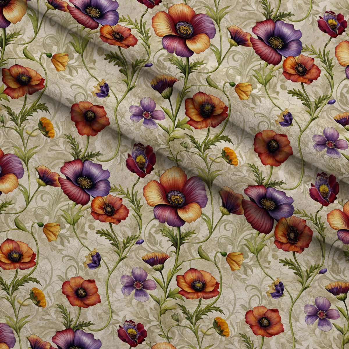 Heirloom Damask Blooms Pattern 11 Minky Fabric