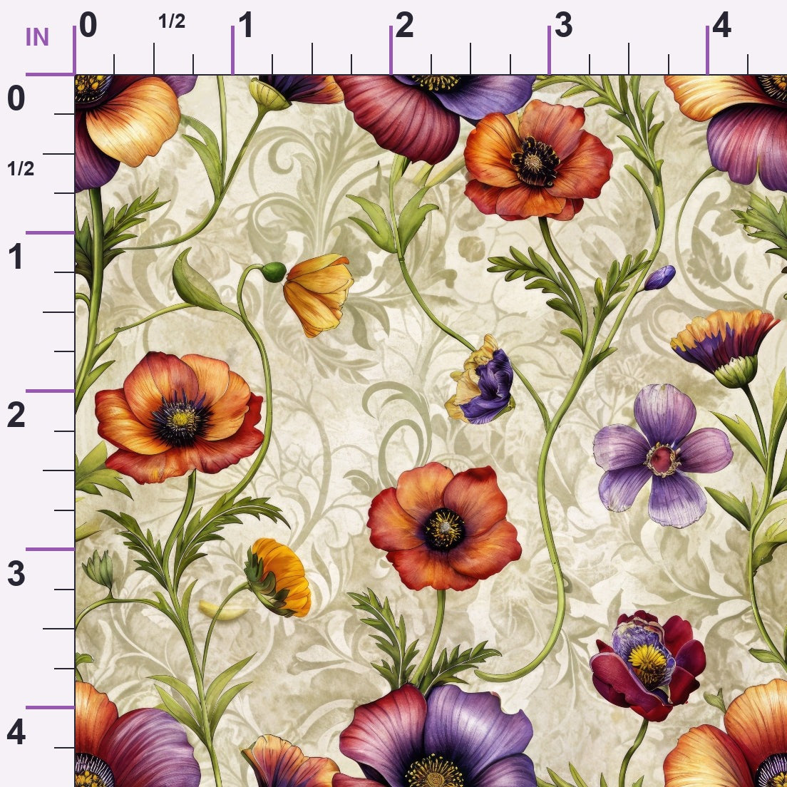 Heirloom Damask Blooms Pattern 11 Minky Fabric