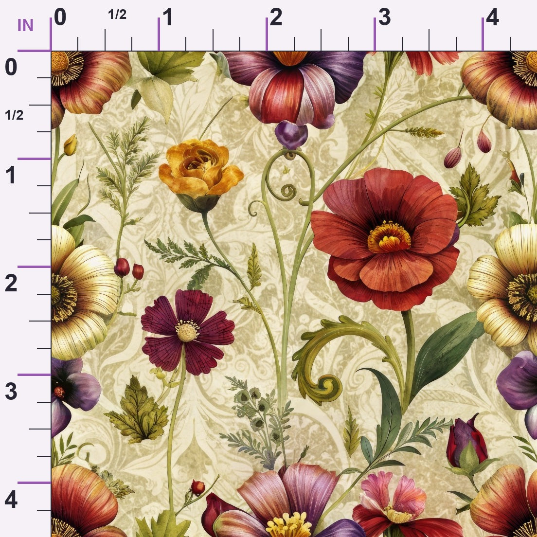 Heirloom Damask Blooms Pattern 12 Minky Fabric
