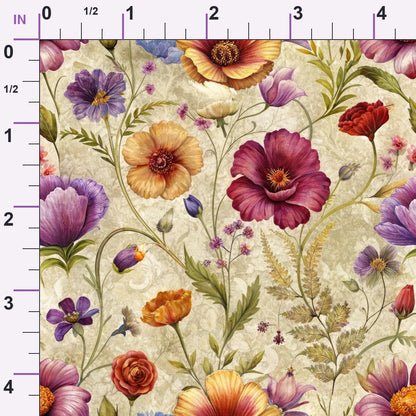 Heirloom Damask Blooms Pattern 4 Minky Fabric