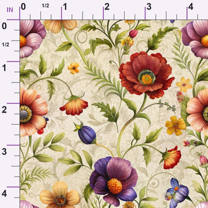Heirloom Damask Blooms Pattern 5 Minky Fabric