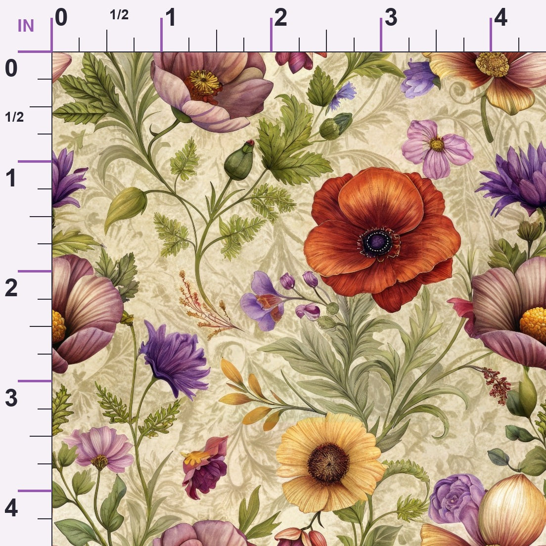 Heirloom Damask Blooms Pattern 6 Minky Fabric