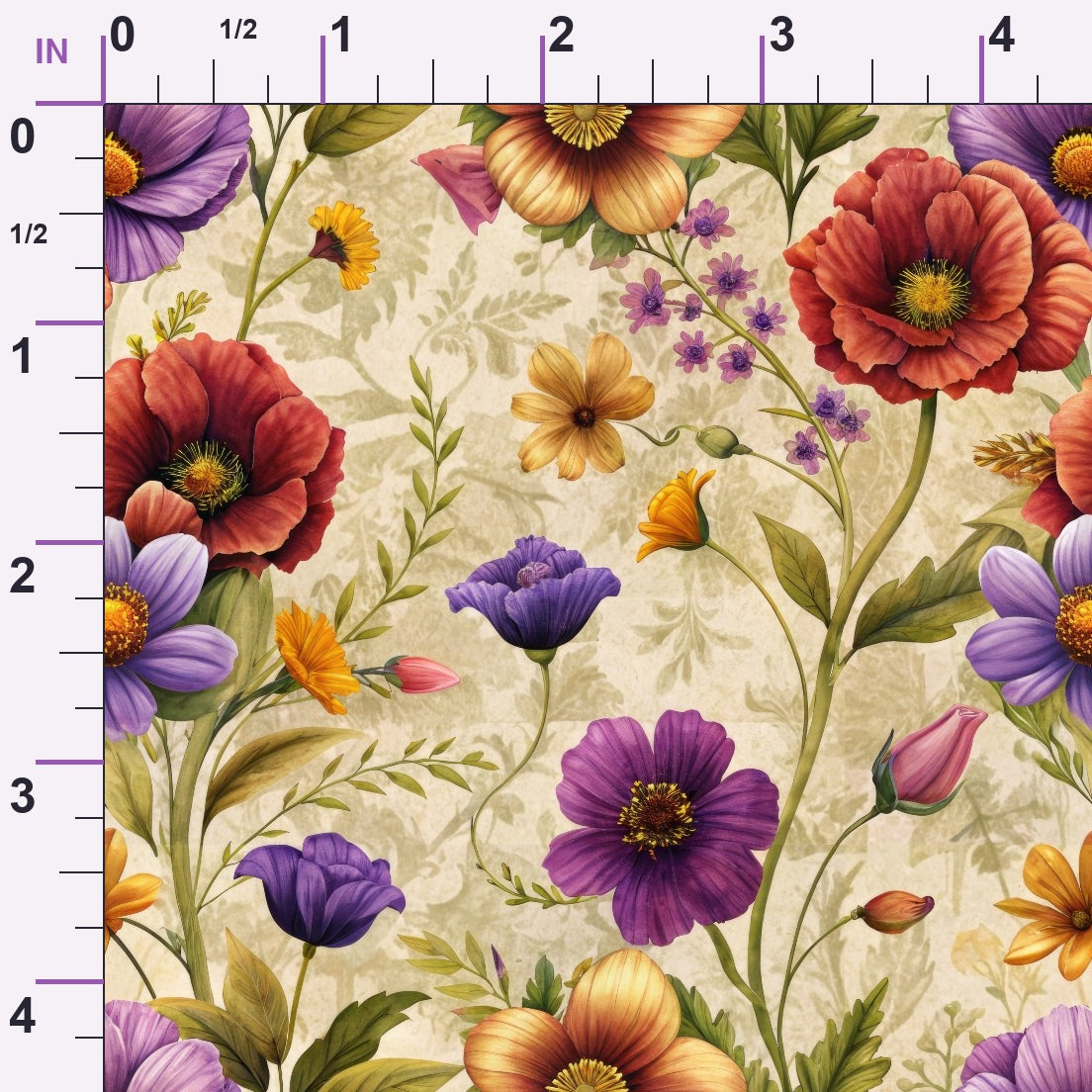 Heirloom Damask Blooms Pattern 8 Minky Fabric