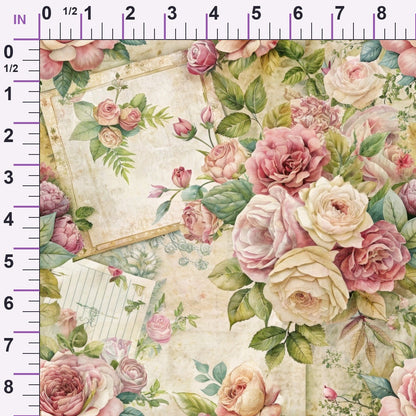 Heirloom Rose Letters Pattern 2 Minky Fabric