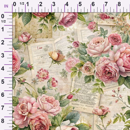 Heirloom Rose Letters Pattern 3 Minky Fabric