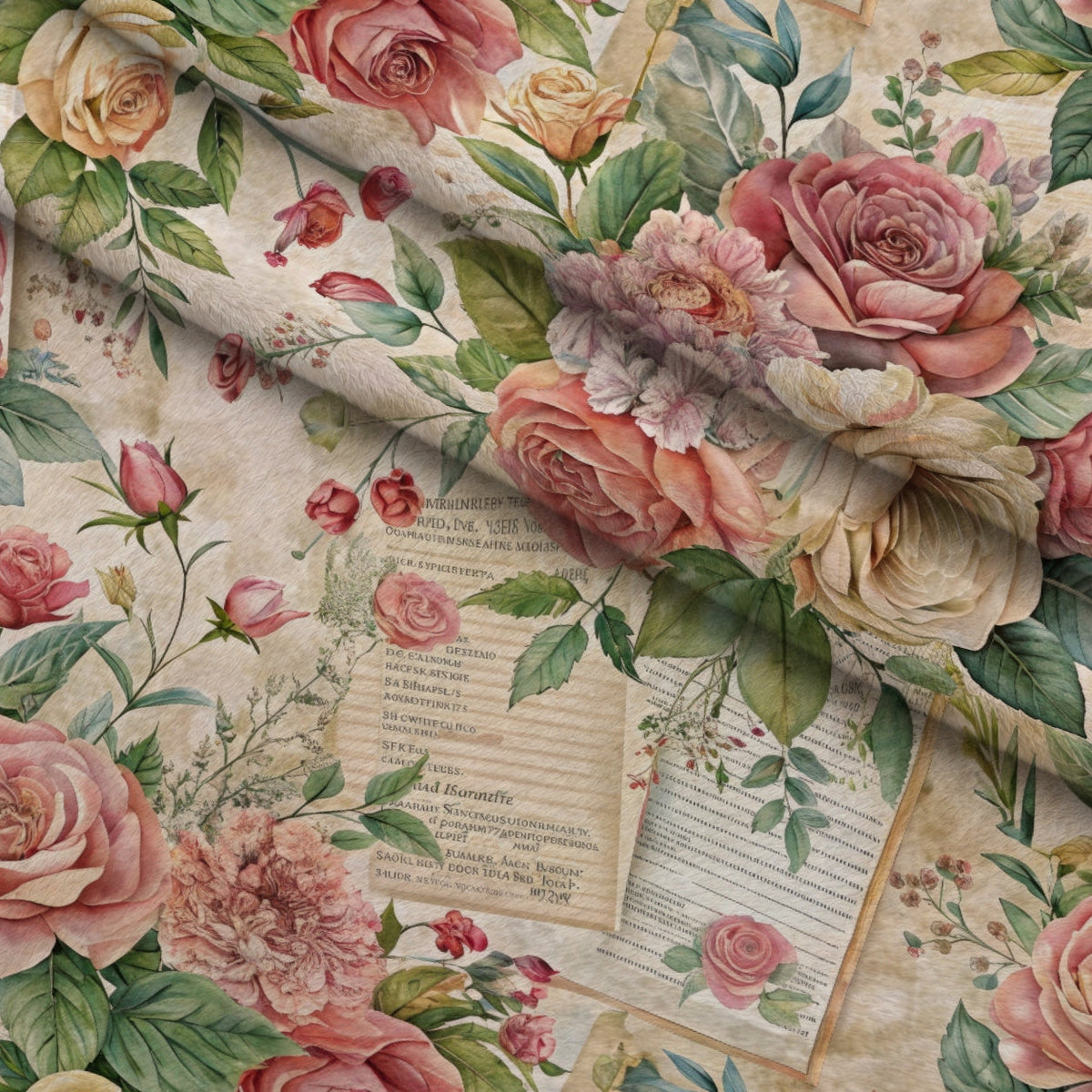 Heirloom Rose Letters Pattern 6 Minky Fabric