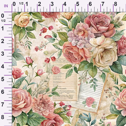 Heirloom Rose Letters Pattern 6 Minky Fabric