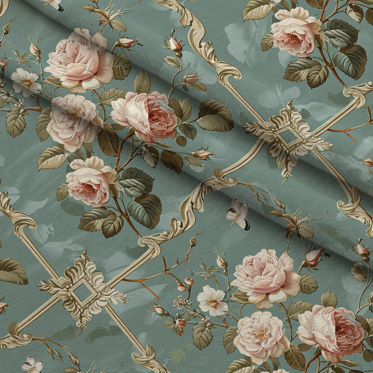 Heirloom Trellis Blooms Pattern 3 Minky Fabric