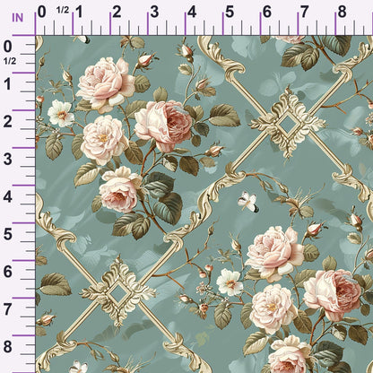 Heirloom Trellis Blooms Pattern 3 Minky Fabric