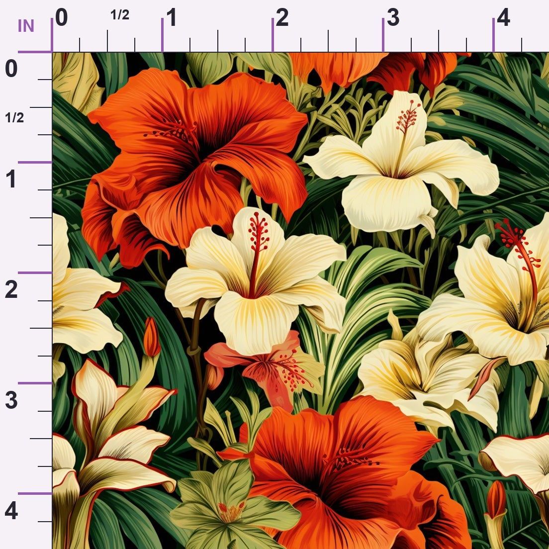 Hibiscus Paradise Pattern 4 Minky Fabric