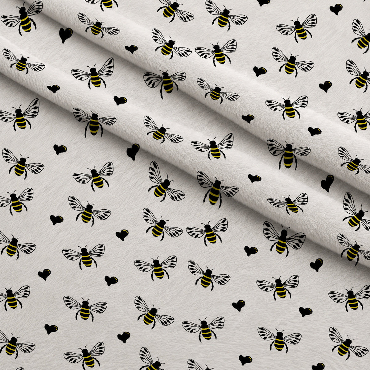Honeybee Hearts Pattern 1 Minky Fabric
