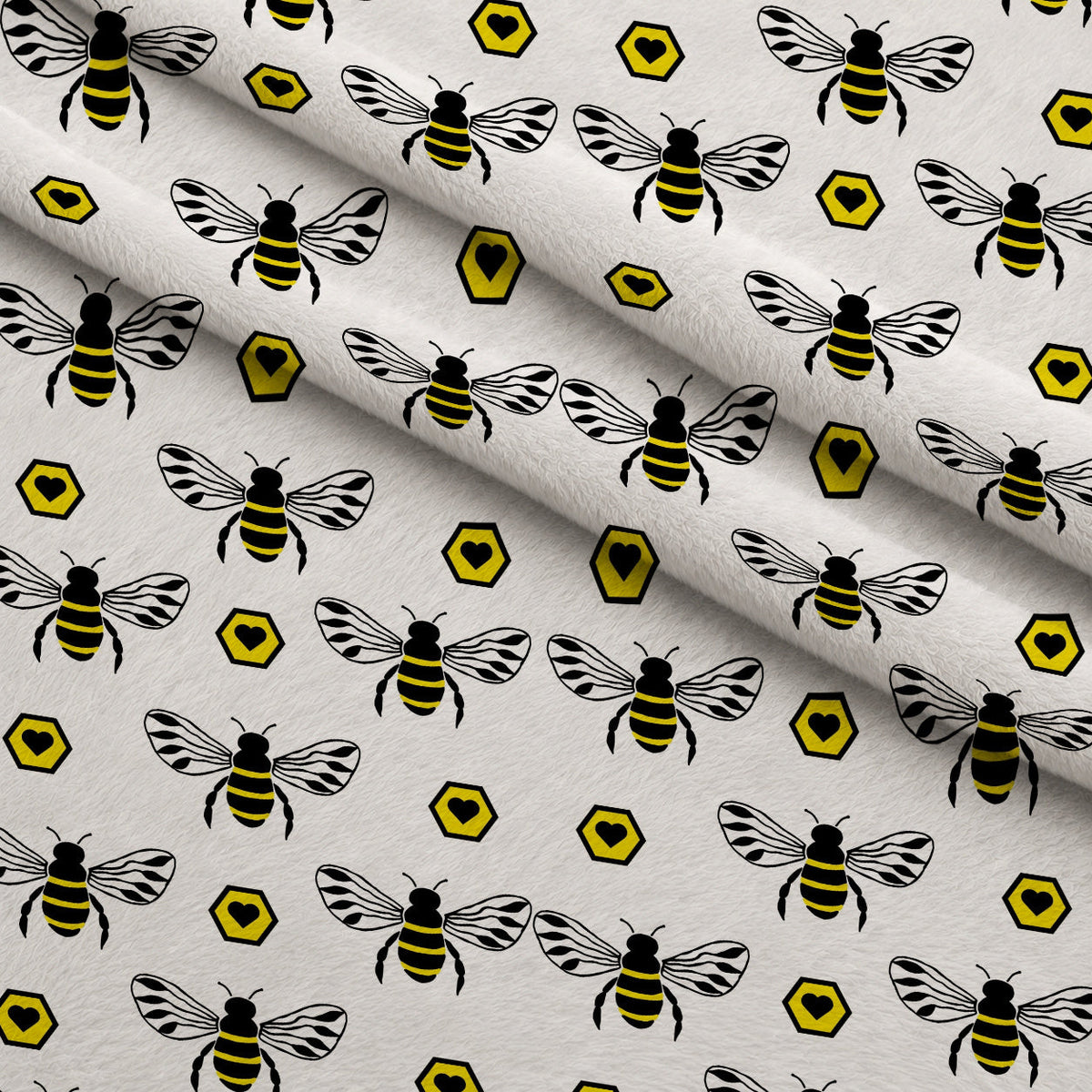 Honeybee Hearts Pattern 2 Minky Fabric