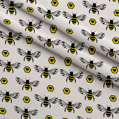 Honeybee Hearts Pattern 2 Minky Fabric