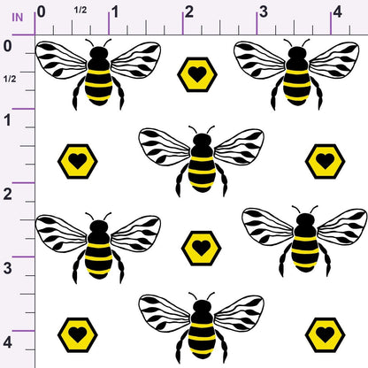 Honeybee Hearts Pattern 2 Minky Fabric