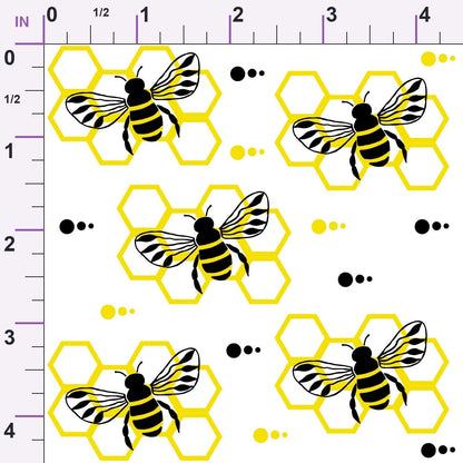 Honeybee Hearts Pattern 3 Minky Fabric