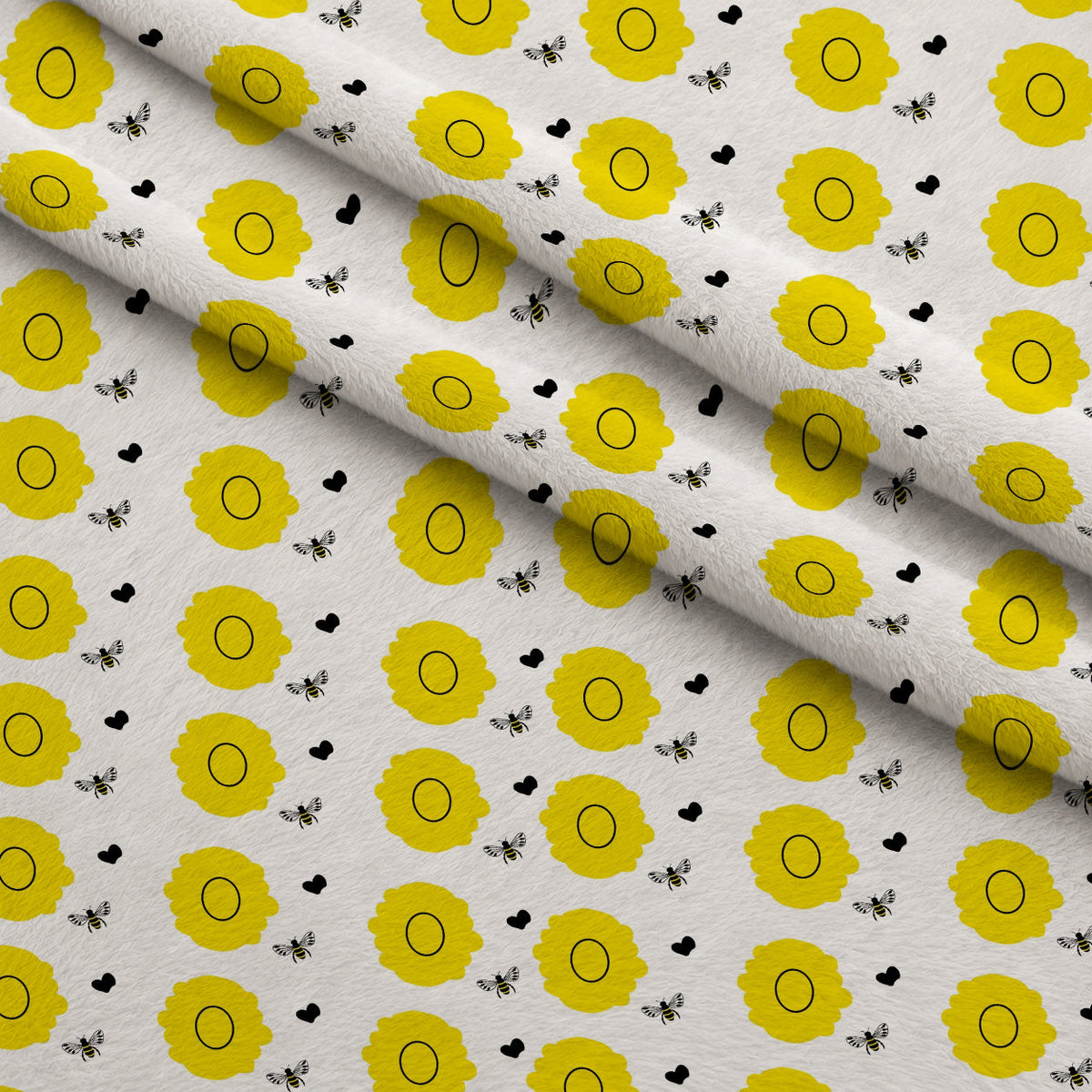 Honeybee Hearts Pattern 4 Minky Fabric