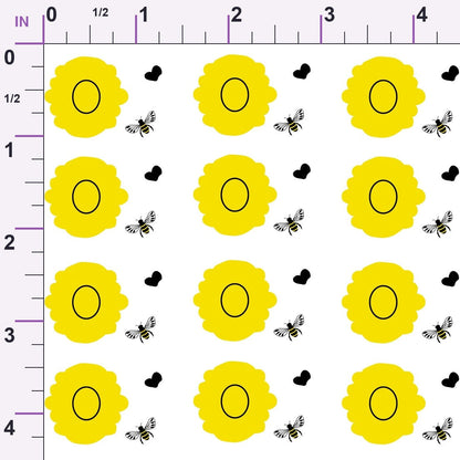 Honeybee Hearts Pattern 4 Minky Fabric