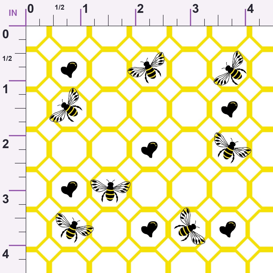 Honeybee Hearts Pattern 5 Minky Fabric