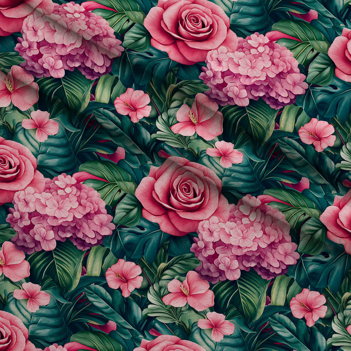 Hydrangea Jungle Pattern 10 Minky Fabric