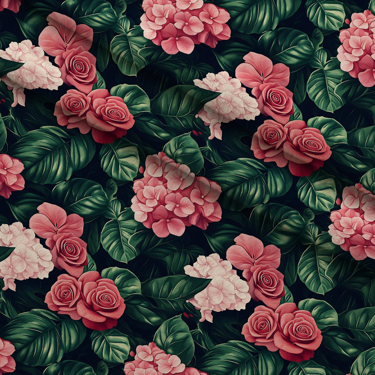 Hydrangea Jungle Pattern 11 Minky Fabric