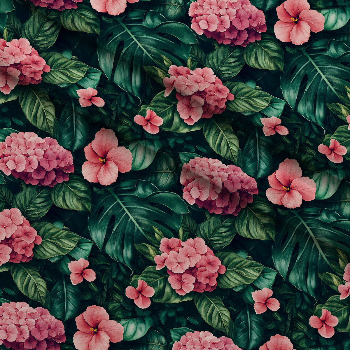 Hydrangea Jungle Pattern 13 Minky Fabric