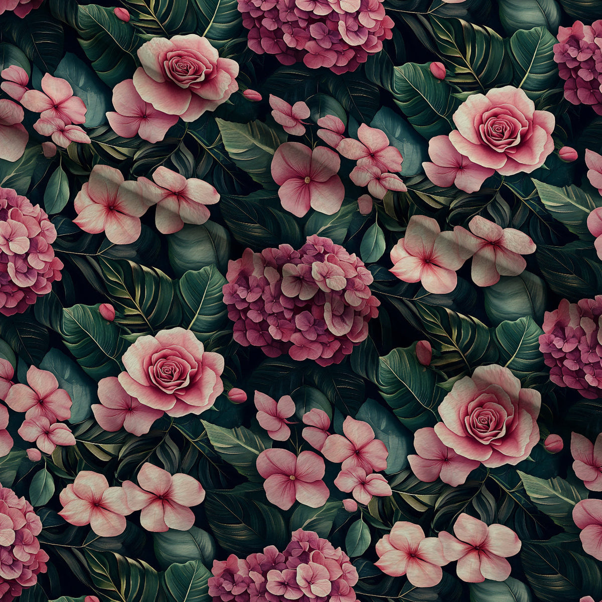 Hydrangea Jungle Pattern 15 Minky Fabric