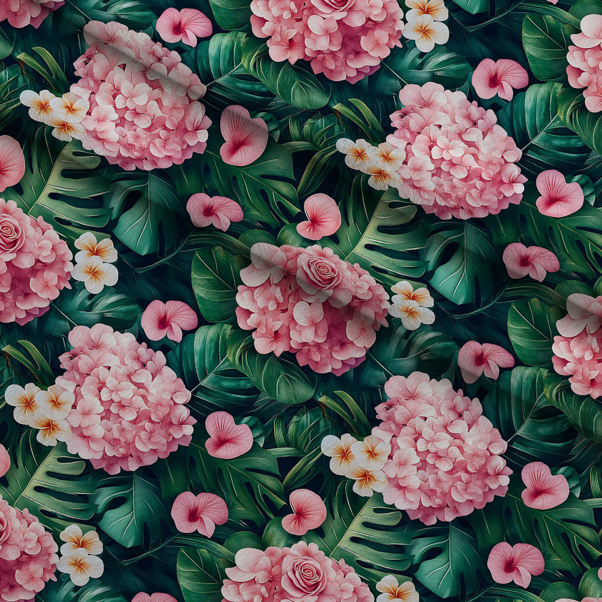 Hydrangea Jungle Pattern 2 Minky Fabric