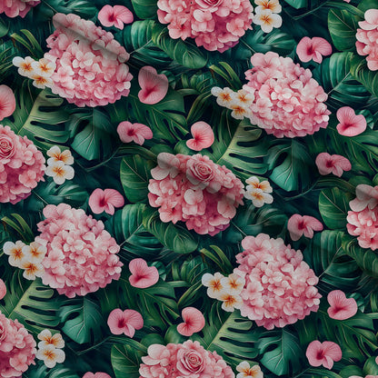 Hydrangea Jungle Pattern 2 Minky Fabric