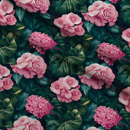 Hydrangea Jungle Pattern 3 Minky Fabric