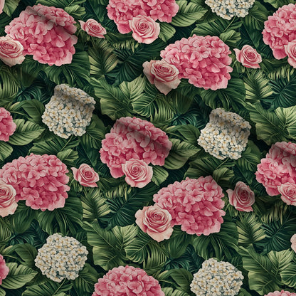 Hydrangea Jungle Pattern 4 Minky Fabric
