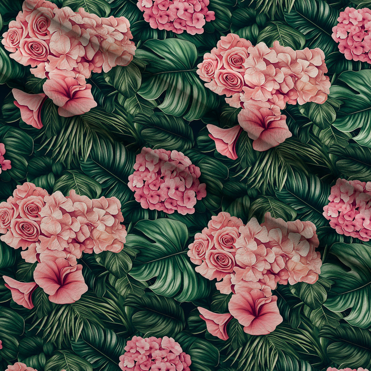 Hydrangea Jungle Pattern 5 Minky Fabric