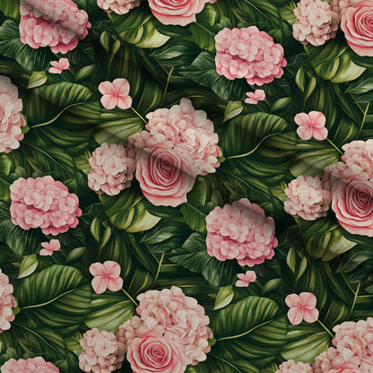 Hydrangea Jungle Pattern 6 Minky Fabric