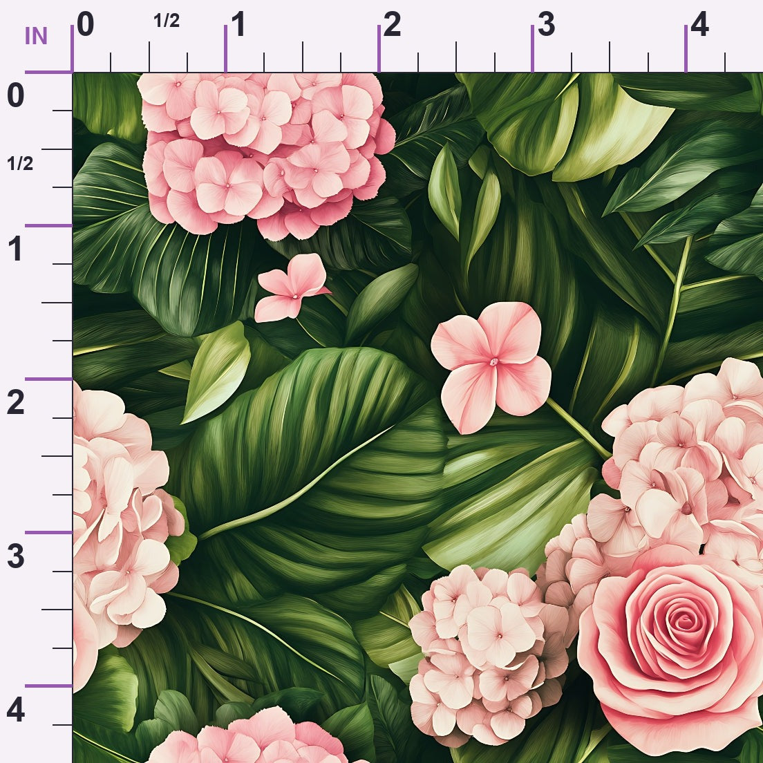 Hydrangea Jungle Pattern 6 Minky Fabric