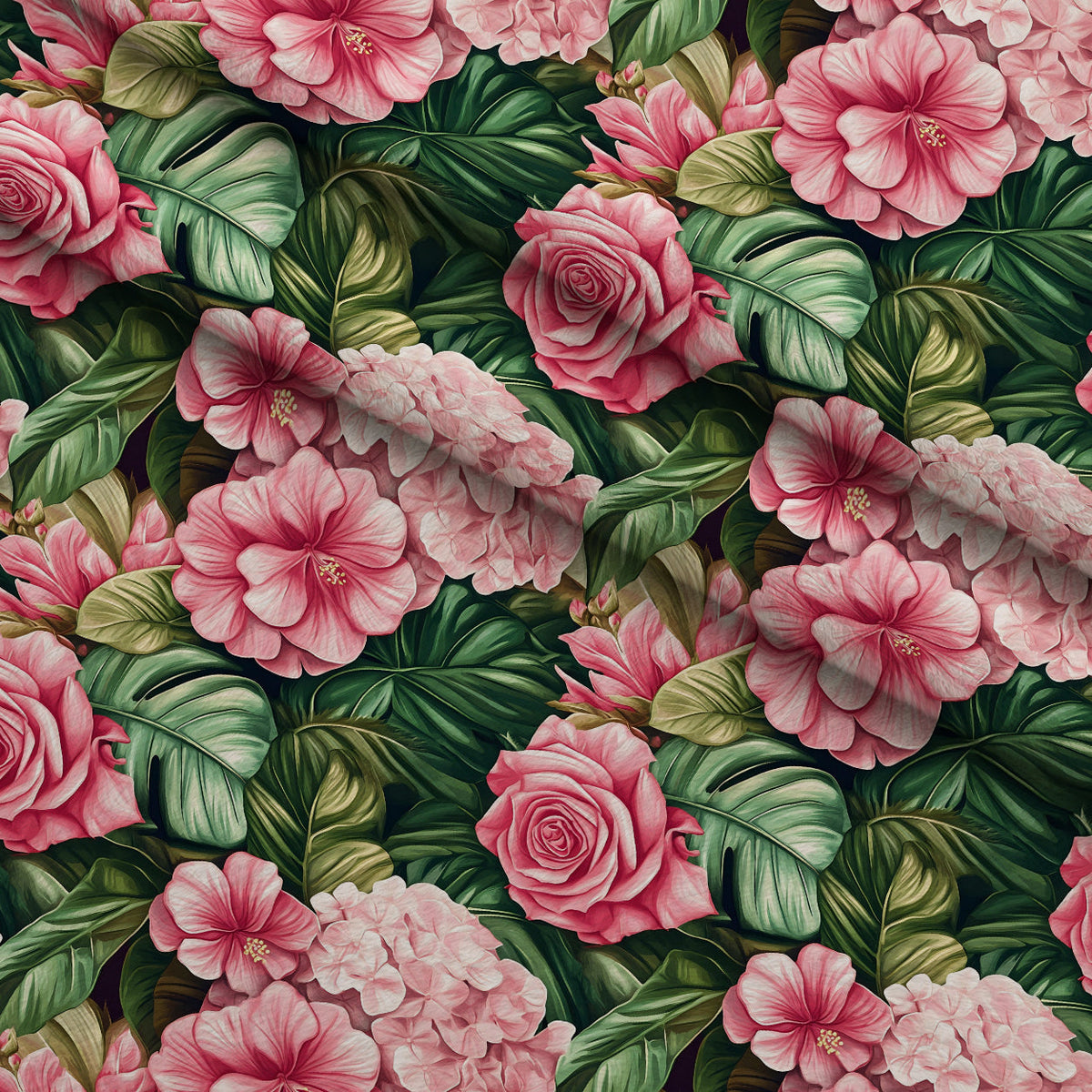 Hydrangea Jungle Pattern 7 Minky Fabric