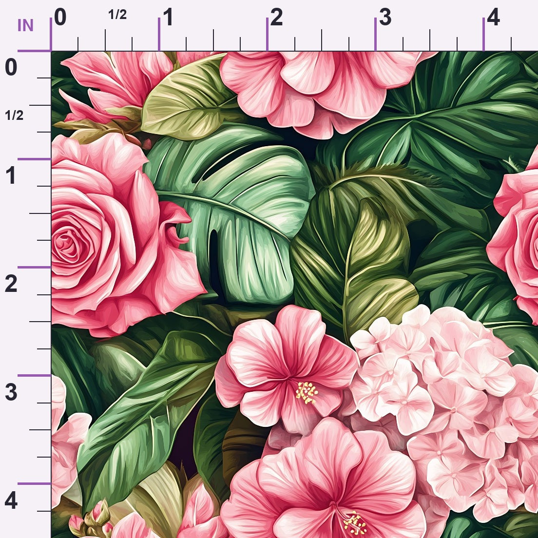 Hydrangea Jungle Pattern 7 Minky Fabric